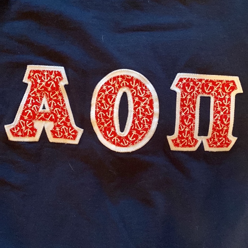 Navy AOII zip up hoodie size S with nautical letters
